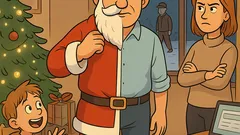 Witz: Papa spielt Weihnachtsmann, Mama shoppt schuld.